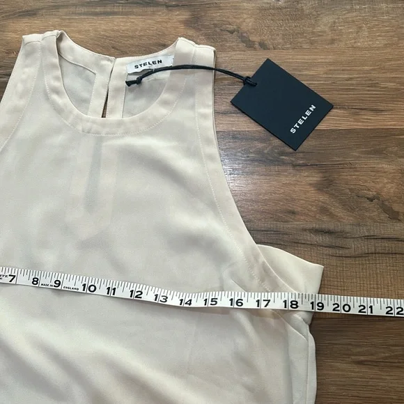 STELEN SEMI SHEER DRESS SIZE M TAN SLEEVELESS NEW - Picture 3 of 10